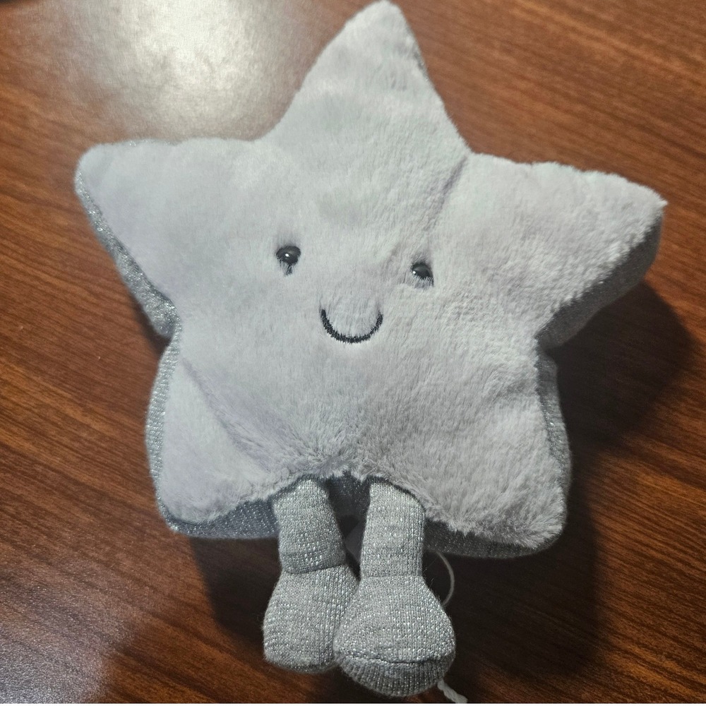 Jellycat Amuseables Star Plush Grey Silver Shimmer Metallic Small JCINC7059SH